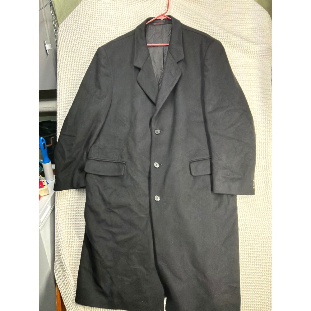 Dark Academia Mens Warren Scott Overcoat 44R Black